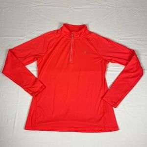 Old Navy Active Go-Dry 1/4 Zip Pullover Solid Orange/Red Neon Women’s Size L